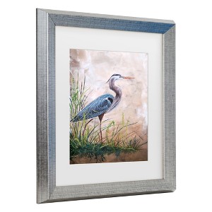 Trademark Fine Art -Jean Plout 'Heron In The Reeds' Matted Framed Art - 1 of 3