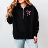 Simply Sage Market Pink Bow Outlined Quarter Zip Fleece - 2 of 4