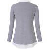 Women's Long Sleeve Contrast Collared Shirts Patchwork Work Blouse Tunics Tops - 3 of 4