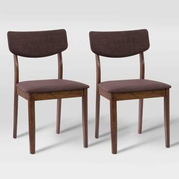Set of 2 Branson Wood Dining Chairs Walnut Stain - CorLiving