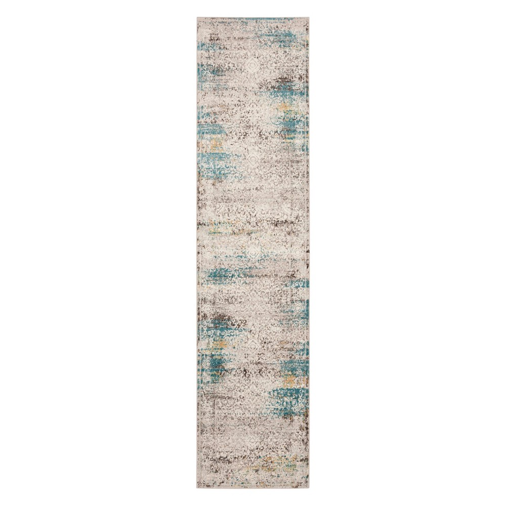  Lois Medallion Loomed Area Rug Cream/Blue