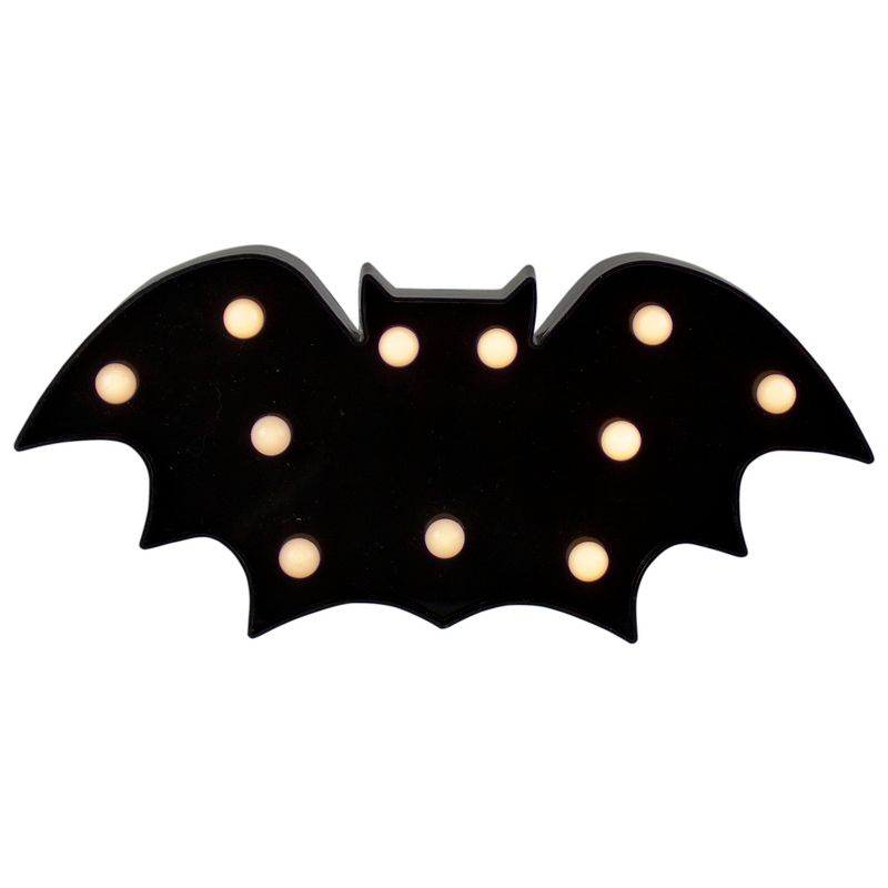 Northlight 12" LED Lighted Black Bat Halloween Marquee Sign, 2 of 6