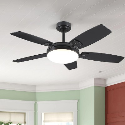 Kviflon 52 Inch Modern Downrod Ceilng Fan Light, Reversible DC Motor,3CCT Dimmiable LED,for Living Room Patio Kitchen