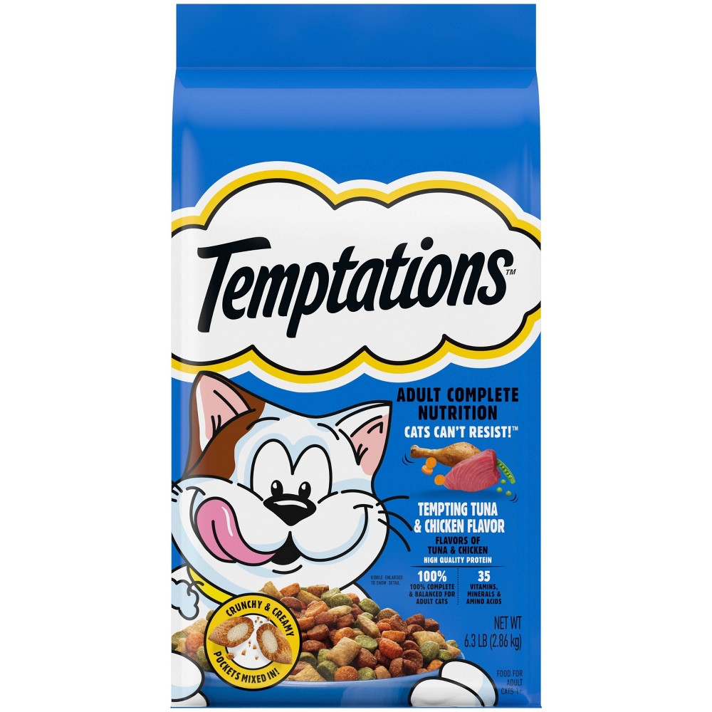 Best by 04-23-2025) Temptations Tempting Tuna and Chicken Flavor Dry Cat Food - 6.3lbs