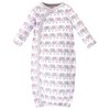 Touched by Nature Baby Girls Organic Cotton Side-Closure Snap Long-Sleeve Gowns 3pk, Pink Gray Elephant - 2 of 4