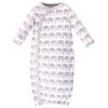 Touched by Nature Baby Girl Organic Cotton Side-Closure Snap Long-Sleeve Gowns 3pk, Pink Gray Elephant - image 2 of 4