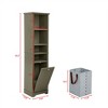64" Tall Bathroom Storage Cabinet, Freestanding Floor Cabinet with Adjustable Shelves, Narrow Storage Cabinet for Living Room Bathroom Kitchen - 3 of 4