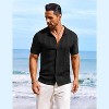 COOFANDY Men's Knit Shirts Short Sleeve Casual Button Down Polo Shirt Summer Beach Vacation Shirts - 2 of 4