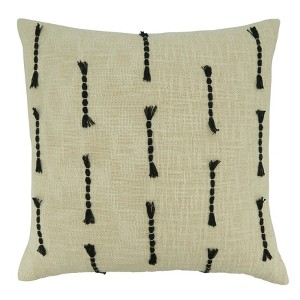 Saro Lifestyle Down Filled Throw Pillow with Frayed Stitch Line Design - 1 of 3