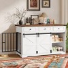 55" Wooden Dog Crate Furniture with Sliding Barn Door,Indoor Dog Kennel Cabinet with 3 Drawers and Side Door for Medium Dogs–Maison Boucle - 2 of 4