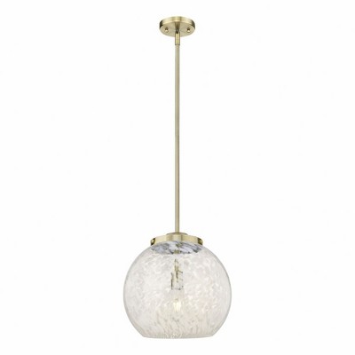 White Mouchette - 1 Light Stem Hung Pendant In Modern Style-17 Inches Tall and 13.75 Inches Wide