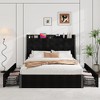 Bed Frame with 4 Storage Drawers & Wingback Headboard, USB/Type-C Charging Station, Diamond Tufted Design - 2 of 4