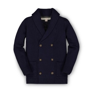 Hope & Henry Boys'  Cotton Shawl Collar Double Breasted Sweater, Infant - 1 of 4