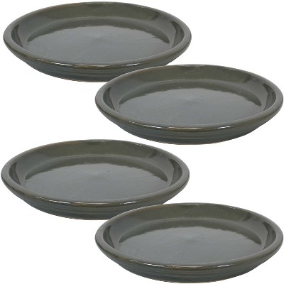 Sunnydaze Outdoor/Indoor High-Fired Glazed UV- and Frost-Resistant Ceramic Flower Pot Planter Saucers - Imperial Blue