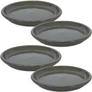 Sunnydaze Outdoor/Indoor High-Fired Glazed UV- and Frost-Resistant Ceramic Flower Pot Planter Saucers - Imperial Blue - 1 of 4