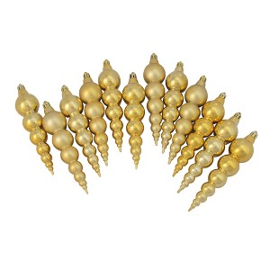 Northlight 12ct Vegas Gold Shatterproof Matte and Shiny Christmas Finial Ornaments 6" - 1 of 1