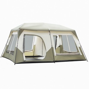 NAYSAYE Camping Tent 10 Person Instant Setup Polyester Tent with Steel Poles and Mesh Windows for Camping, Green - 1 of 4