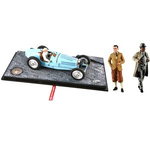 1934 Bugatti T59 Road Version Light Blue with Driver and Etorre Bugatti & Jean Bugatti Figures 1/18 Models by Le Mans Miniatures - 1 of 3