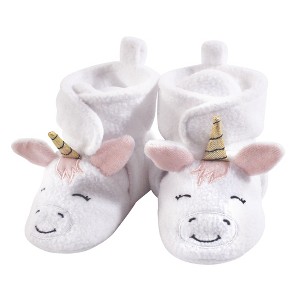 Hudson Baby Infant and Toddler Girl Cozy Fleece Booties, White Unicorn - 1 of 1