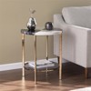 SEI Furniture Cortinada Round Metal-Faux Marble End Table in Black-White - 2 of 3