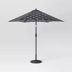 9' DuraSeason Fabric™ Patio Market Umbrella White Medallion/Black - Black Pole - Threshold™