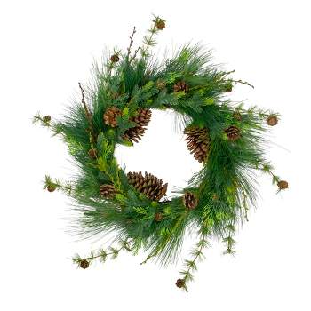 Northlight Real Touch™️ Long Pine Needle and Pinecone Artificial Christmas Wreath - 28" - Unlit