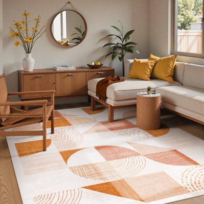 Lahome GST Modern Asymmetrical Geometric Short Pile Velvet Rectangular Indoor Area Rug