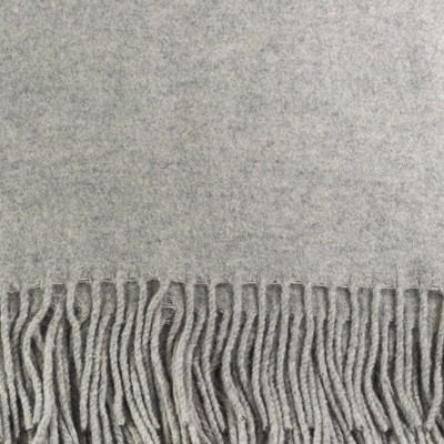 Gray Wool Fringe Reversible Throw Blanket