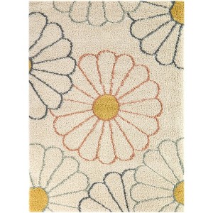 Balta Rugs 5'3"x7' Sara Floral Plush Teen Rug Cream: High Pile, Stain-Resistant, Geometric Pattern, Indoor Use - 1 of 4