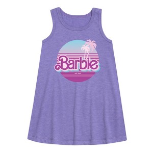 - Barbie - Palm Trees Graphic Sleeveless Aline Dress - 1 of 2