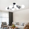 PAKOKULA 6-Light Black Semi-Flush Mount Ceiling Light with White Globe Shades, Dimmable Sputnik Design - 4 of 4
