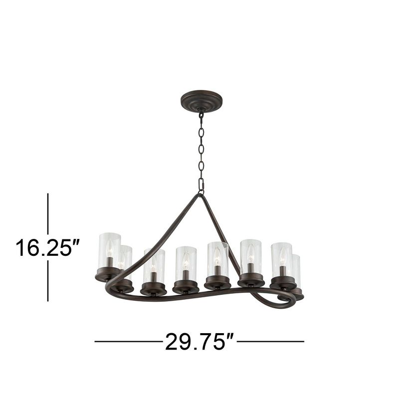 Franklin Iron Works Heritage Bronze Linear Pendant Chandelier 29 3/4" Wide Farmhouse Rustic Glass Shade 8-Light Fixture for Dining Room Kitchen Island, 4 of 9