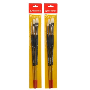 Princeton Snap! Brush Set No. 4, Natural Bristles, Long Handle Acrylic & Oil Paintbrush, Multicolor, 3 Per Set, 2 Sets - 1 of 2