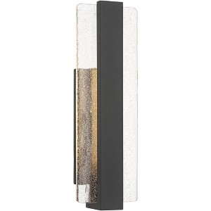 Possini Euro Design Possini Euro Cascadia 18"H Black Piastra Glass LED Outdoor Wall Light - 1 of 4