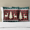 Christmas Tree Elk Deer Pillow Cover 18x18 Inches Set of 2, Snowflake Decor Red Green Holiday Buffalo Plaid - 4 of 4