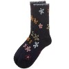 Memoi Women's Dancing Daisies Crochet Cuff Crew Socks Navy 9-11 - 3 of 3