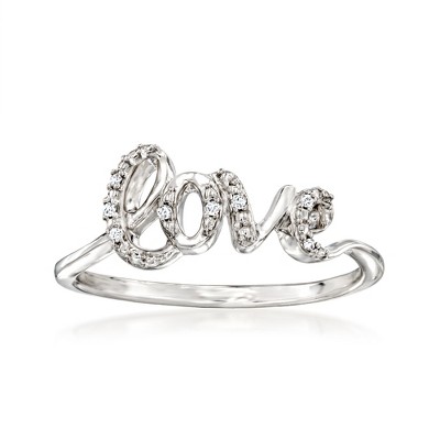 RS Pure by Ross-Simons Diamond "Love" Ring in Sterling Silver