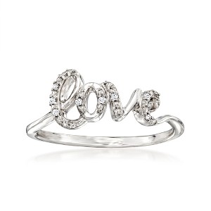 Pure Collection by Ross-Simons Diamond "Love" Ring in Sterling Silver - 1 of 4