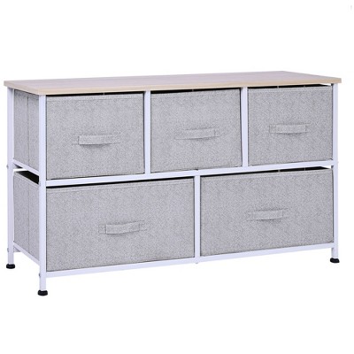 NicBex 5 Drawers Dresser for Bedroom,Fabric Dresser with Wooden Platform,Dressers for Kids Room,Living Room,Entry and Hallway,Gray