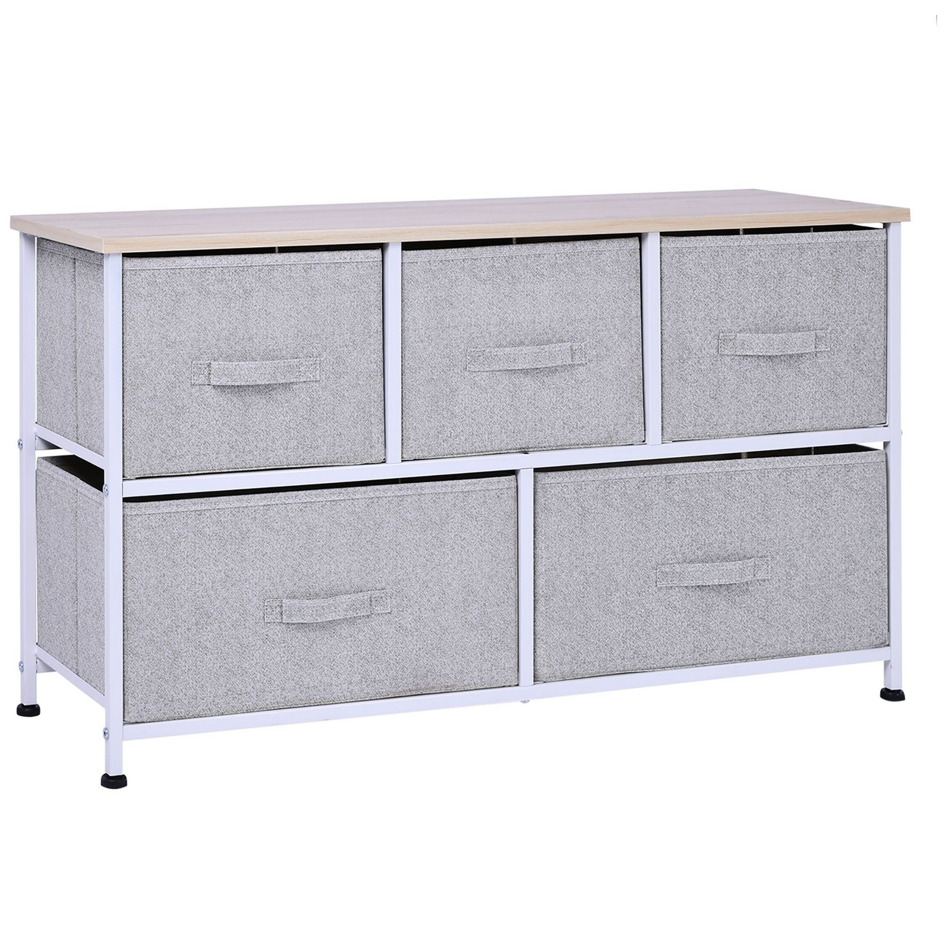 NicBex 5 Drawers Dresser for Bedroom,Fabric Dresser with Wooden Platform,Dressers for Kids Room,Living Room,Entry and Hallway,Gray