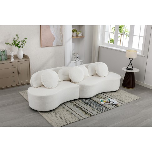 3 Seat Streamlined Upholstered Sofa Couch with Removable Back and Seat  Cushions and 2 pillows, Beige-ModernLuxe