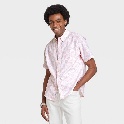 mens short sleeve pink dress shirts