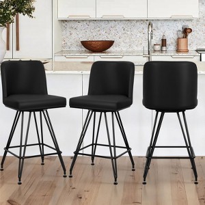 Bekrvio 26" Swivel Counter Height Bar Stools with Back-Faux Leather/Velvet Upholstered, V-Shaped Metal Legs-Modern Counter Stools for Kitchen Island - 1 of 4
