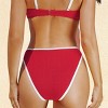 Women's Textured Contrast Trim Cheeky High-Waist Bikini Bottoms - Cupshe - 4 of 4