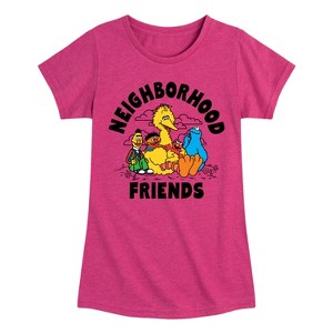 Girls' - Sesame Street - Neighborhood Friends Fitted Short Sleeve Graphic T-Shirt - 1 of 4