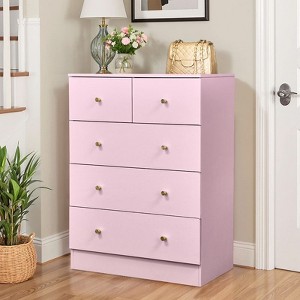 Karl Home 6-Drawer Large Dresser for Bedroom and Chest of Drawers with Sturdy Construction Wood Storage Organizer for Closet In pink - 1 of 4