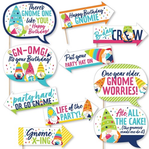 Big Dot Of Happiness Funny Gnome Birthday Happy Birthday Party Photo Booth Props Kit 10 Piece Target