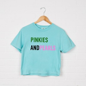 Simply Sage Market Women's Pinkies and Pearls Short Sleeve Relaxed Fit Cropped Tee - 1 of 4