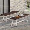 Vynxaria Patio Benches - 63" Sandblasted Dark Brown and White Set with Modern Industrial Style - 2 of 4