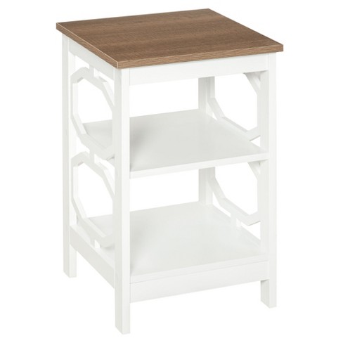 HOMCOM Modern Style Nightstand Side Table with Drawer and Storage Shelf for Bedroom or Living Room White